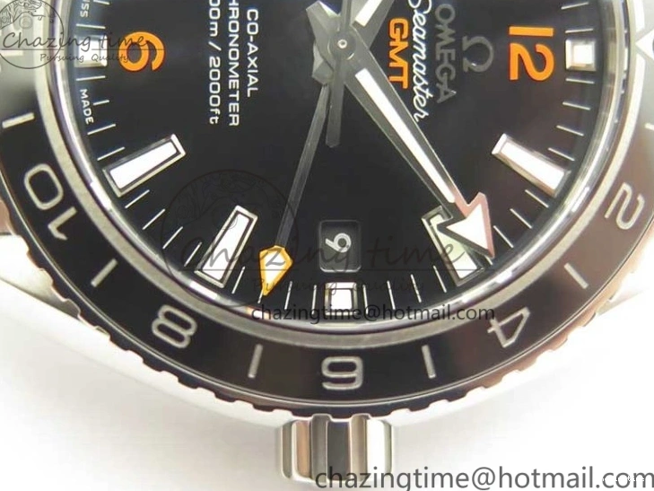 0304 Planet Ocean 600M Co-Axial GMT 43.5mm VSF 1:1 Best Edition Black Dial Orange Markers on SS Bracelet A8605 Super Clone Elegant 8024